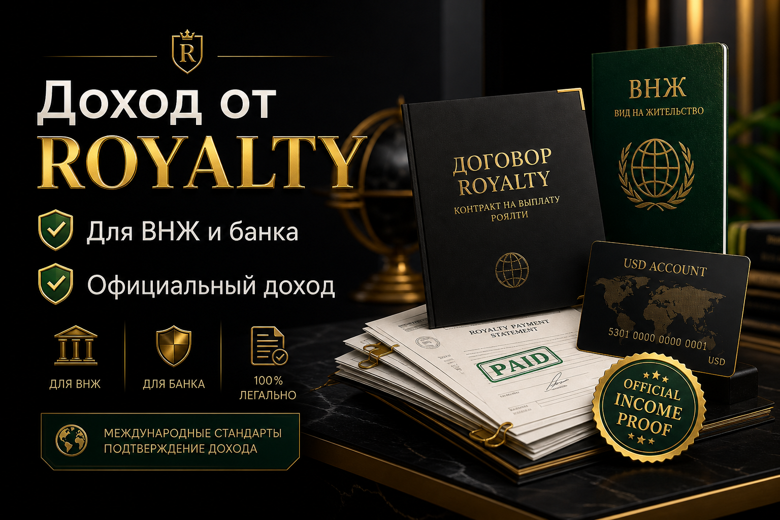 Официальный доход от ROYALTY — для ВНЖ и банка